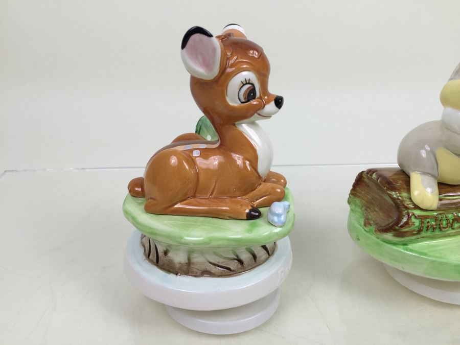 Pair Of Walt Disney Company Music Boxes 'Bambi' And 'Thumper' Schmid Musical Collectibles [Photo 5]