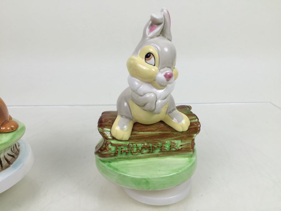 Pair Of Walt Disney Company Music Boxes 'Bambi' And 'Thumper' Schmid Musical Collectibles [Photo 8]