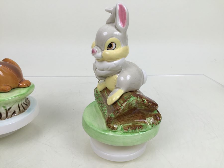 Pair Of Walt Disney Company Music Boxes 'Bambi' And 'Thumper' Schmid Musical Collectibles [Photo 12]