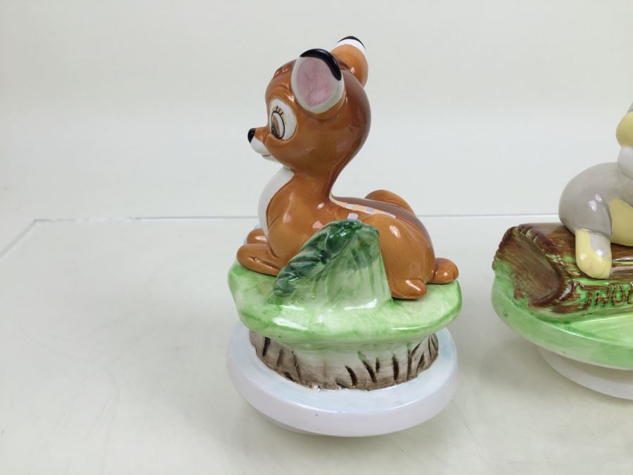 Pair Of Walt Disney Company Music Boxes 'Bambi' And 'Thumper' Schmid Musical Collectibles [Photo 7]