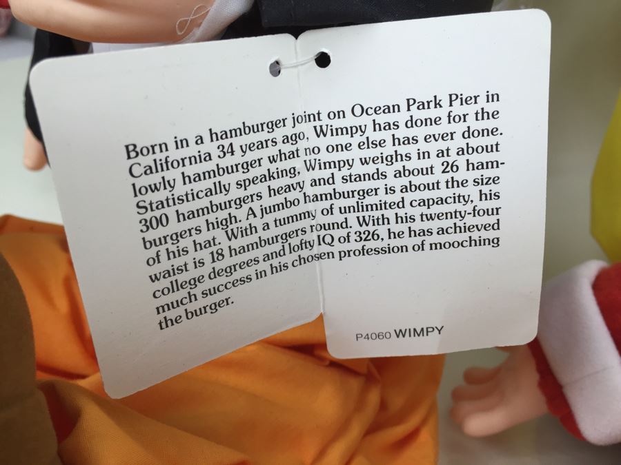 Large Lot Of Popeye Plush Toys With Tags Swee'Pea, Eugene The Jeep, Wimpy, Sea Hag, Olive Oyl, Brutus With Tags [Photo 10]