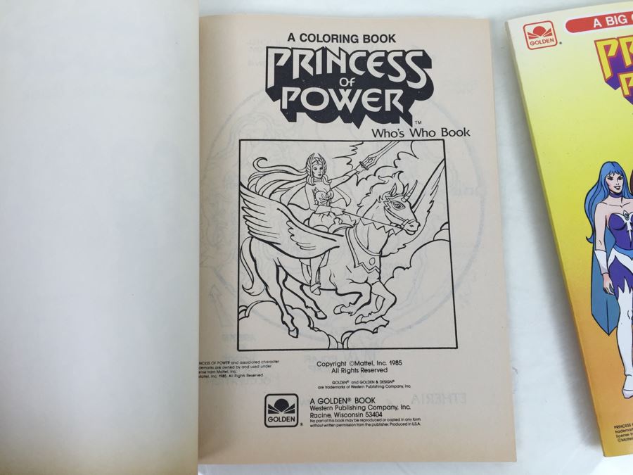 Pair Of Princess Of Power Who's Who Big Coloring Books Golden Book Mattel Vintage 1985 New Old Stock  [Photo 2]