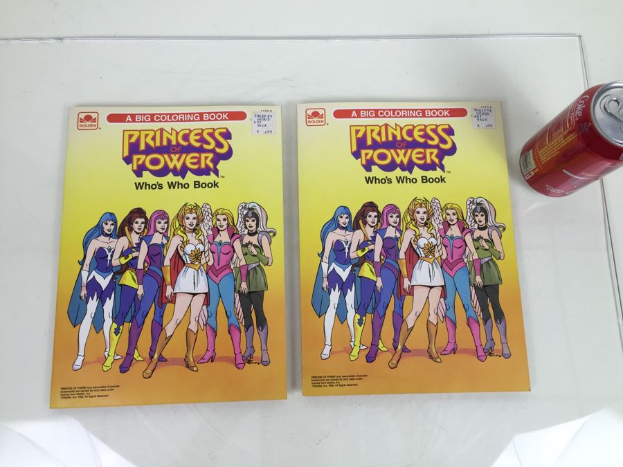 Pair Of Princess Of Power Who's Who Big Coloring Books Golden Book Mattel Vintage 1985 New Old Stock  [Photo 1]