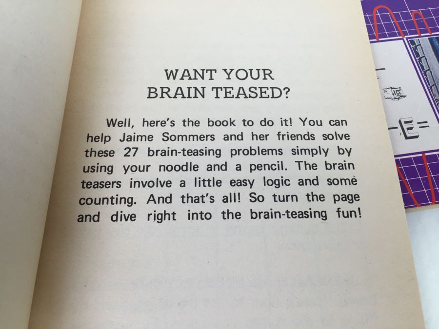 The Six Million Dollar Man Bionic Eye Rebus Puzzles + Computer Crossword Puzzles + The Bionic Woman's Brain Teasers Tempo Books Vintage 1976 [Photo 13]