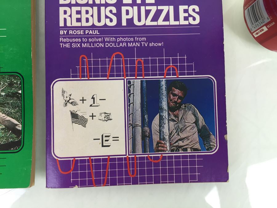 The Six Million Dollar Man Bionic Eye Rebus Puzzles + Computer Crossword Puzzles + The Bionic Woman's Brain Teasers Tempo Books Vintage 1976 [Photo 10]