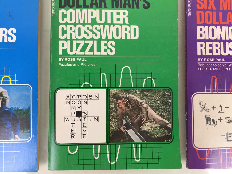 The Six Million Dollar Man Bionic Eye Rebus Puzzles + Computer Crossword Puzzles + The Bionic Woman's Brain Teasers Tempo Books Vintage 1976 [Photo 8]