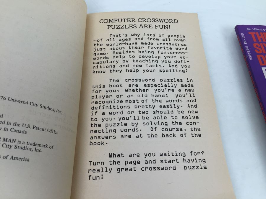 The Six Million Dollar Man Bionic Eye Rebus Puzzles + Computer Crossword Puzzles + The Bionic Woman's Brain Teasers Tempo Books Vintage 1976 [Photo 16]