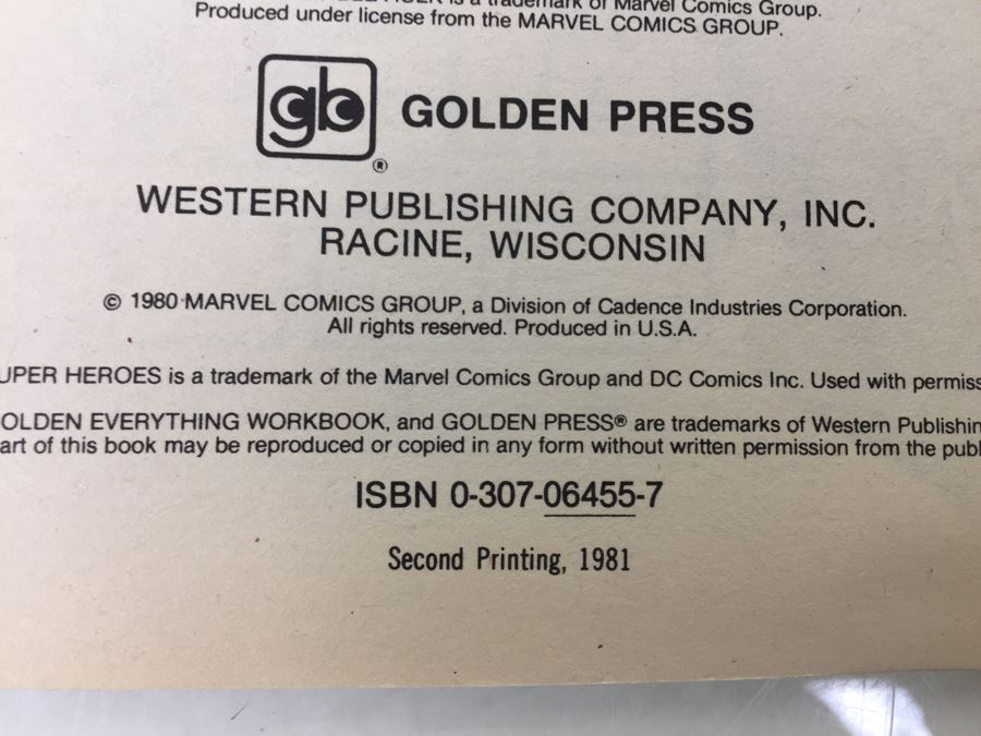 Golden Everything Workbook Featuring The Incredible HULK And Other Marvel Super Heroes Characters Second Printing Vintage 1981 ISBN 0-307-06455-7 [Photo 10]
