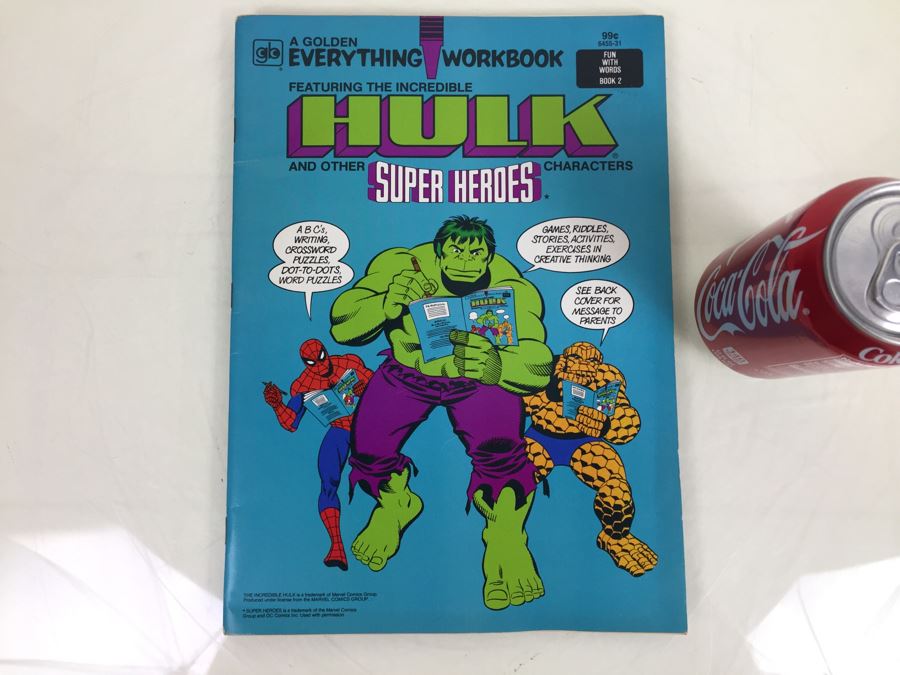 Golden Everything Workbook Featuring The Incredible HULK And Other Marvel Super Heroes Characters Second Printing Vintage 1981 ISBN 0-307-06455-7 [Photo 1]