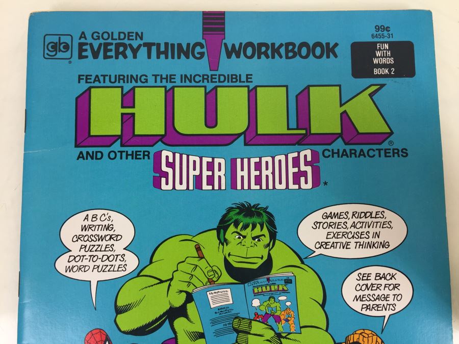Golden Everything Workbook Featuring The Incredible HULK And Other Marvel Super Heroes Characters Second Printing Vintage 1981 ISBN 0-307-06455-7 [Photo 2]