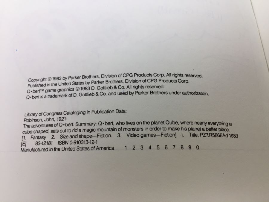 The Adventures Of Q*bert Vintage 1980's Video Gaming Book Parker Brothers Vintage 1983 First Edition ISBN 0-910313-12-1 [Photo 9]