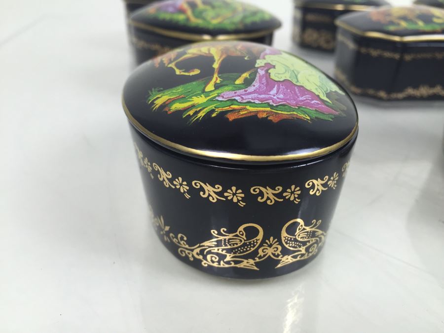 Set Of 12 The Franklin Mint Fine Porcelain Painted Covered Boxes [Photo 4]