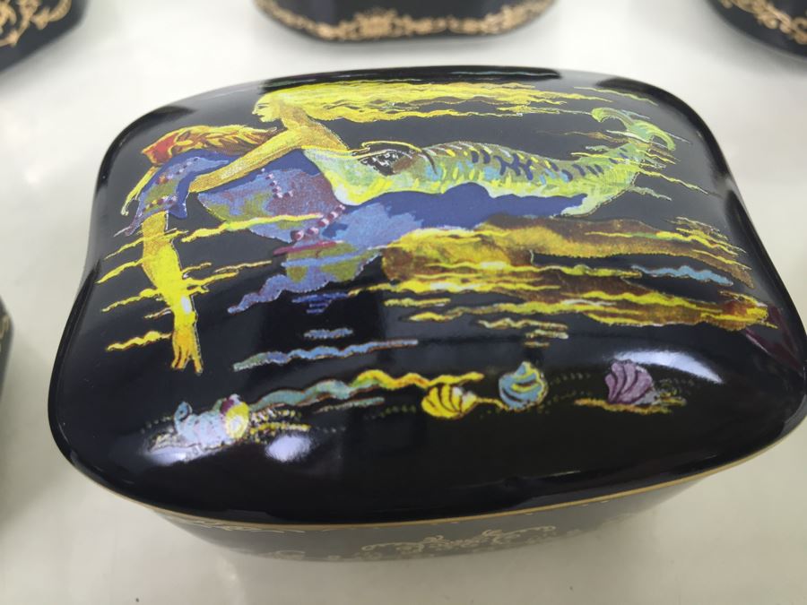 Set Of 12 The Franklin Mint Fine Porcelain Painted Covered Boxes [Photo 14]