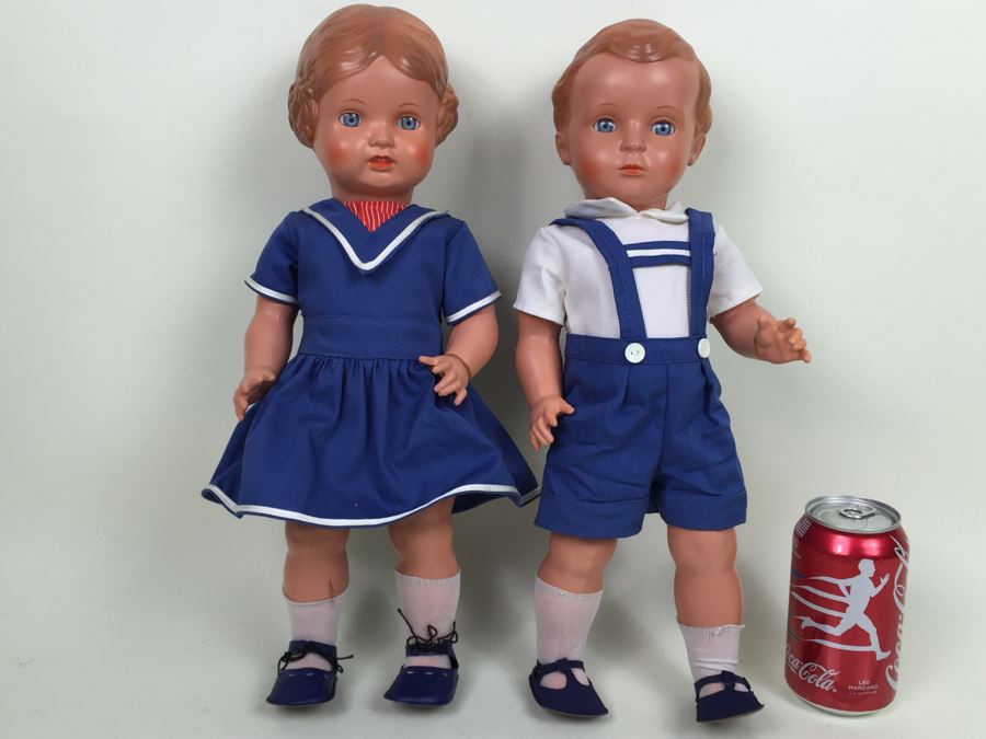 Schildkröt Company 16' Brother And Sister Dolls Made in Germany Original Clothes 46/1980 High Quality German Turtle Mark Limited Edition: Boy Is Limited 3,567 Of 5,000 And Girl Is Limited 3,899 Of 5,000