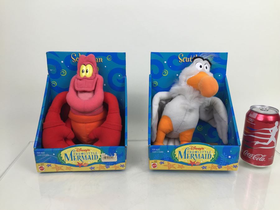 Pair Of Disney's The Little Mermaid Plush Toys 'Sebastian' And 'Scuttle' New In Packaging Mattel 69934 69936 Vintage [Photo 1]