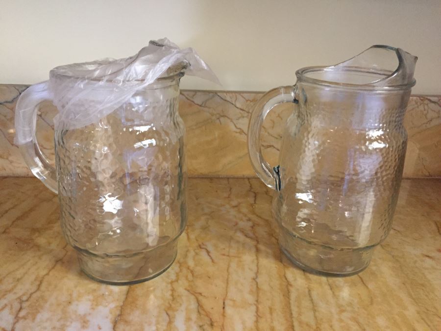 Pair Of Glass Water Pitchers