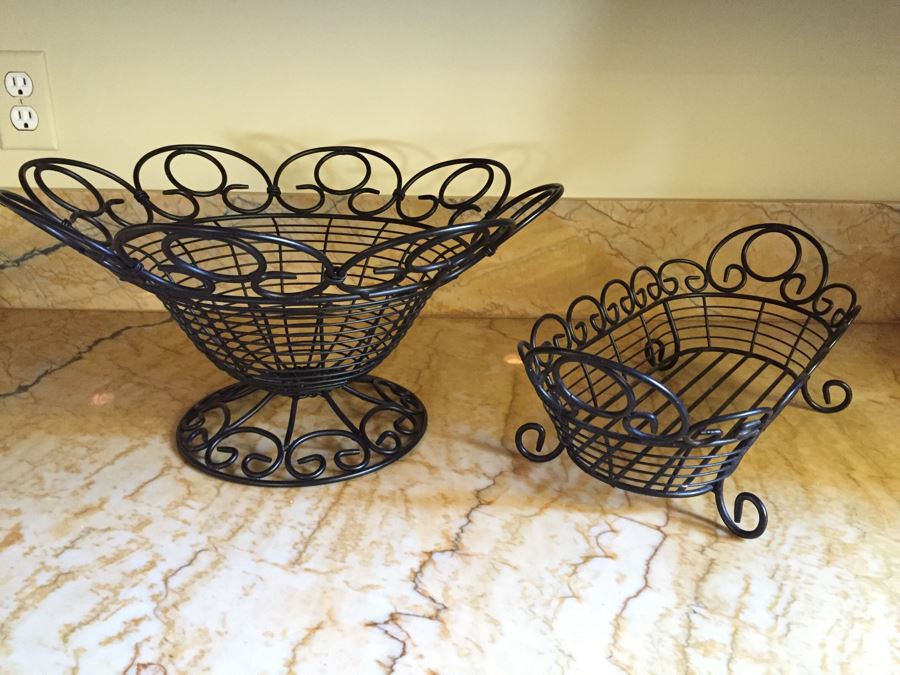 Pair Of Black Wire Baskets