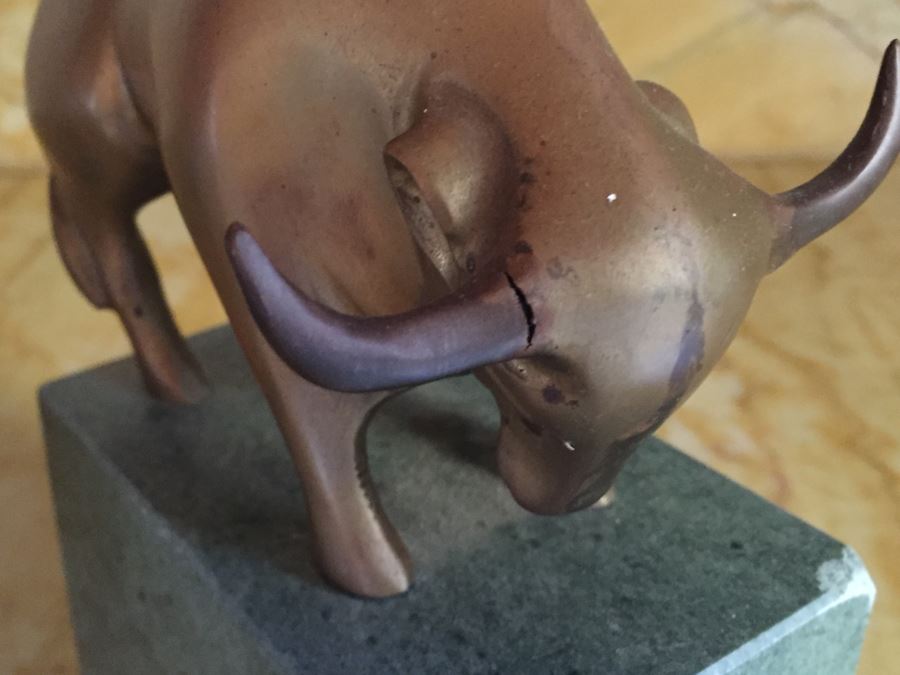 Gatco Bull & Bear Of Wall Street Bookends Green Marble Solid Brass [Photo 7]