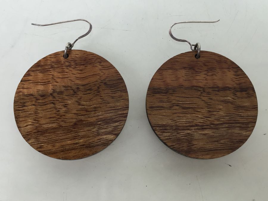 Wooden Mother Of Pearl Inlay Earrings [Photo 3]