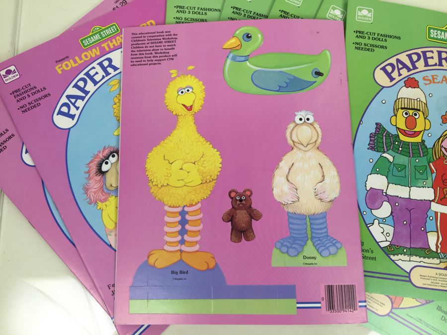 (9) SESAME STREET Paper Doll Books Golden Book Featuring Jim Henson's Sesame Street Muppets 'Seasons' And 'Follow That Bird The Movie' Vintage 1984 New [Photo 17]