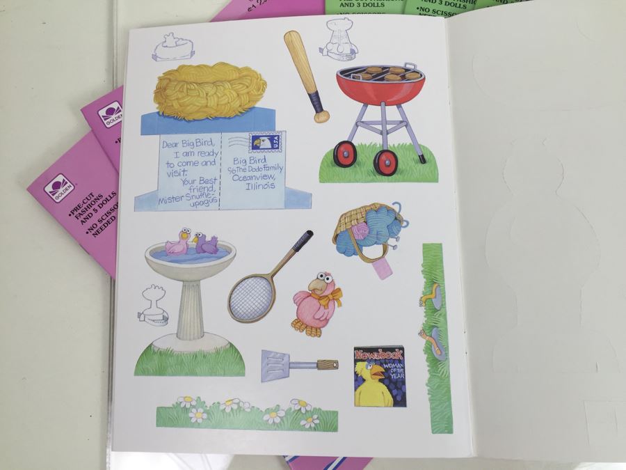 (9) SESAME STREET Paper Doll Books Golden Book Featuring Jim Henson's Sesame Street Muppets 'Seasons' And 'Follow That Bird The Movie' Vintage 1984 New [Photo 16]