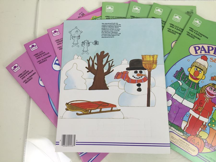 (9) SESAME STREET Paper Doll Books Golden Book Featuring Jim Henson's Sesame Street Muppets 'Seasons' And 'Follow That Bird The Movie' Vintage 1984 New [Photo 10]