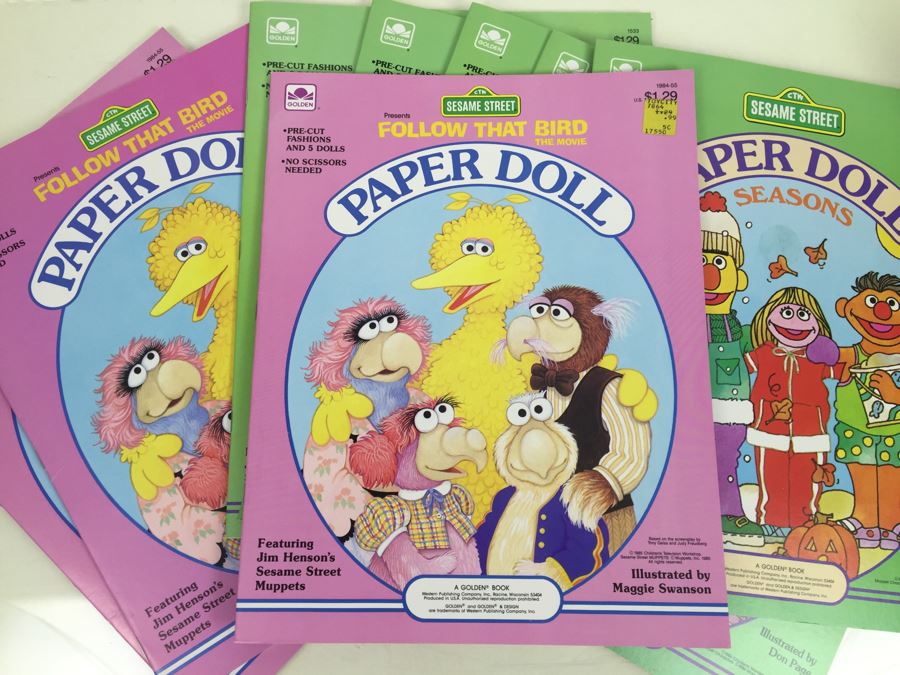 (9) SESAME STREET Paper Doll Books Golden Book Featuring Jim Henson's ...