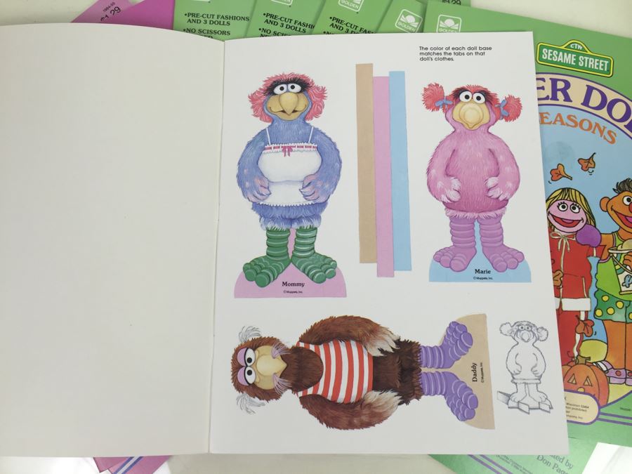 (9) SESAME STREET Paper Doll Books Golden Book Featuring Jim Henson's Sesame Street Muppets 'Seasons' And 'Follow That Bird The Movie' Vintage 1984 New [Photo 15]