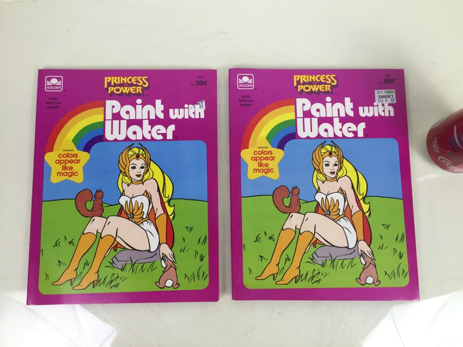 Pair Of Princess Of Power Paint With Water Books Golden Book Mattel Vintage 1985 [Photo 1]