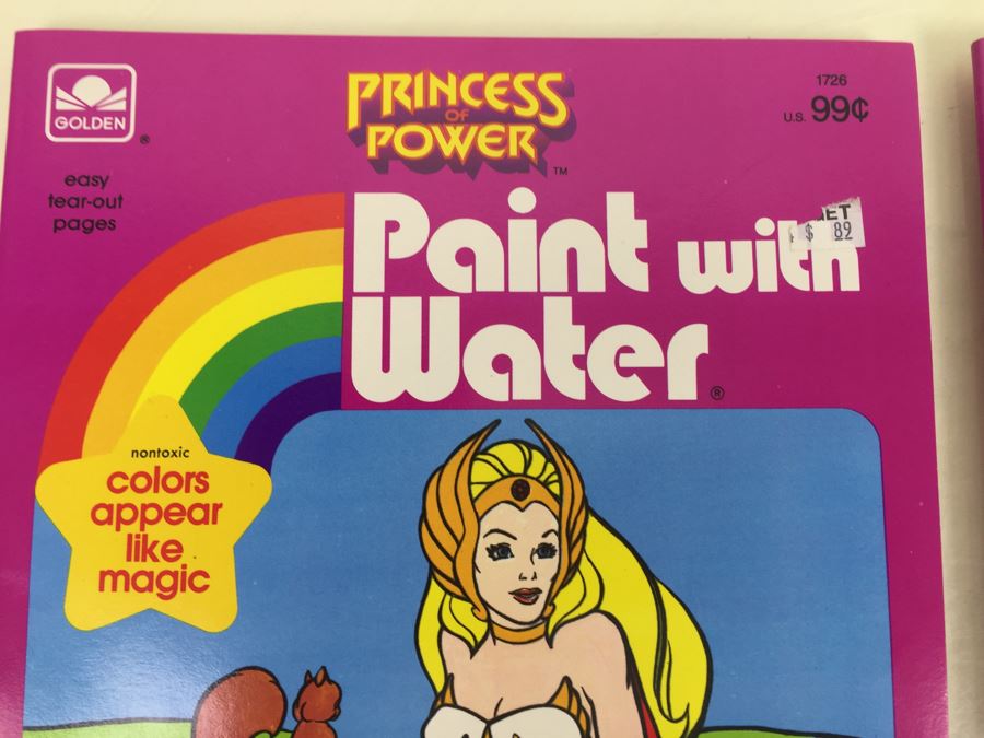 Pair Of Princess Of Power Paint With Water Books Golden Book Mattel Vintage 1985 [Photo 4]