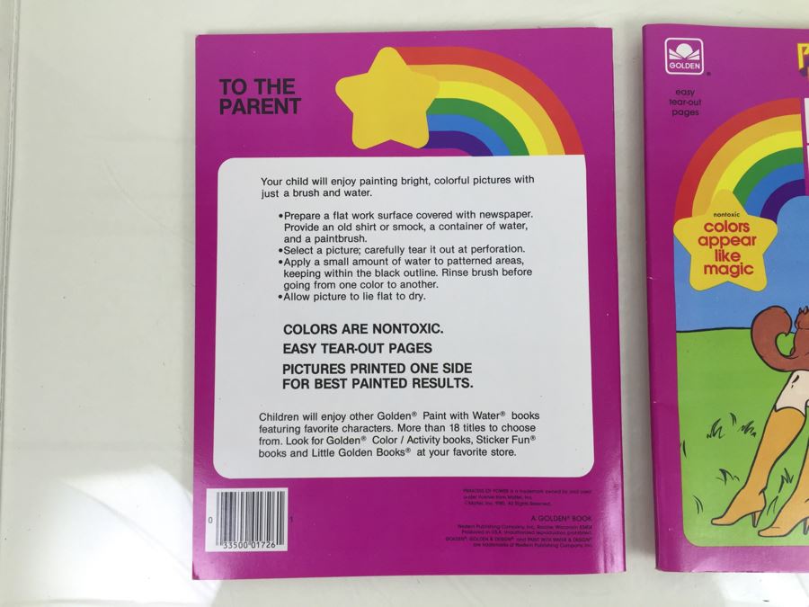 Pair Of Princess Of Power Paint With Water Books Golden Book Mattel Vintage 1985 [Photo 3]