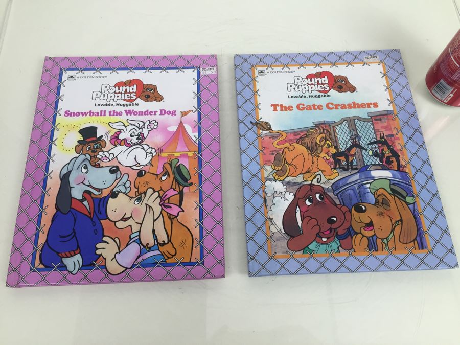 Pair Of Pound Puppies Books 'Snowball The Wonder Dog' And 'The Gate Crashers' Golden Book Tonka Vintage 1986 [Photo 1]