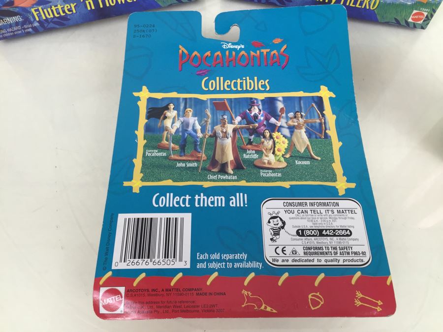 Disney's Pocahontas 'Flutter 'N Flower FLIT', 'Run 'N Carry MEEKO' And Collectible Mattel 13492, 13491, 66505 New Old Stock Vintage 1995 [Photo 8]