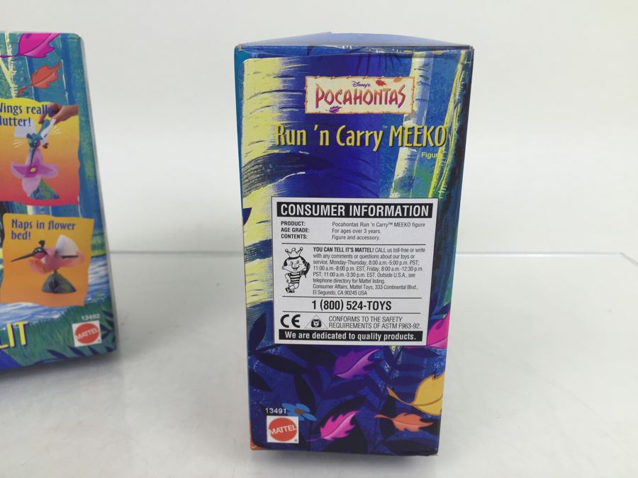 Disney's Pocahontas 'Flutter 'N Flower FLIT', 'Run 'N Carry MEEKO' And Collectible Mattel 13492, 13491, 66505 New Old Stock Vintage 1995 [Photo 14]