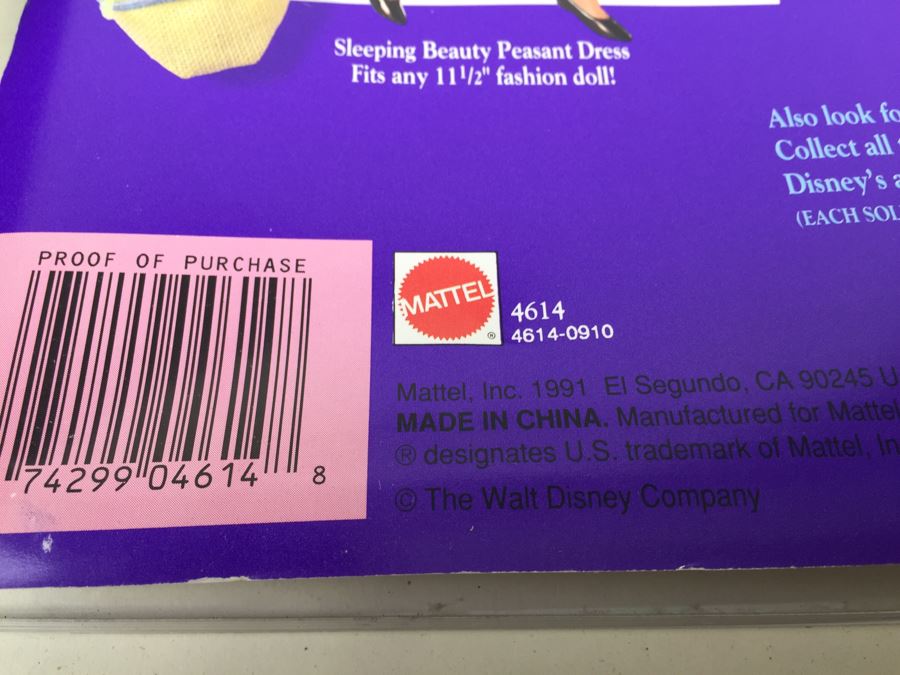 Pair Of Disney Classics Sleeping Beauty Maleficent Mask & Costume Playset Mattel 4613 Plus Sleeping Beauty Peasant Dress Mattel 4614 New In Packaging Vintage 1991 [Photo 17]