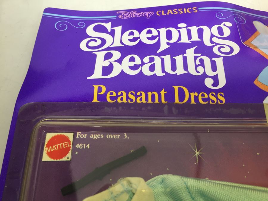 Pair Of Disney Classics Sleeping Beauty Maleficent Mask & Costume Playset Mattel 4613 Plus Sleeping Beauty Peasant Dress Mattel 4614 New In Packaging Vintage 1991 [Photo 14]
