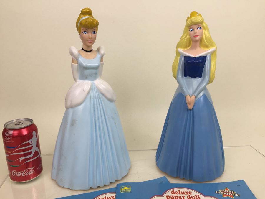 Walt Disney's Snow White And The Seven Dwarfs Snow White Bank + Cinderella Bank + Pair Of Snow White And The Seven Dwarfs Deluxe Paper Doll Golden Books New Old Stock [Photo 7]