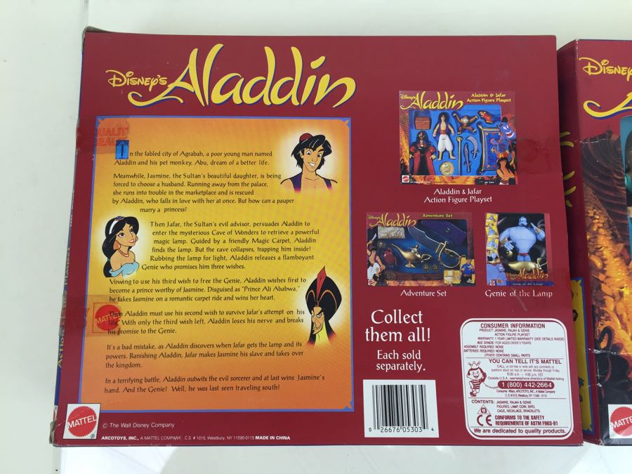 Pair Of Disney's Aladdin Jasmine, Rajah & Genie Action Figure Playset Mattel 5303 Vintage New In Box [Photo 3]