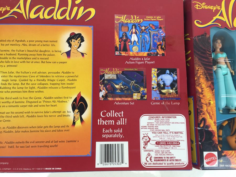 Pair Of Disney's Aladdin Jasmine, Rajah & Genie Action Figure