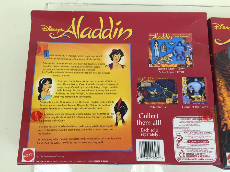 Pair Of Disney's Aladdin Aladdin, Abu & Lafar Action Figure Playset Mattel 5303 Vintage New In Box [Photo 3]