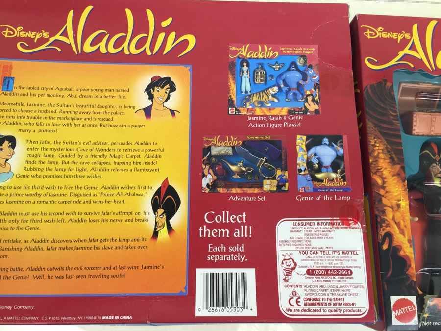 Pair Of Disney's Aladdin Aladdin, Abu & Lafar Action Figure Playset Mattel 5303 Vintage New In Box [Photo 11]