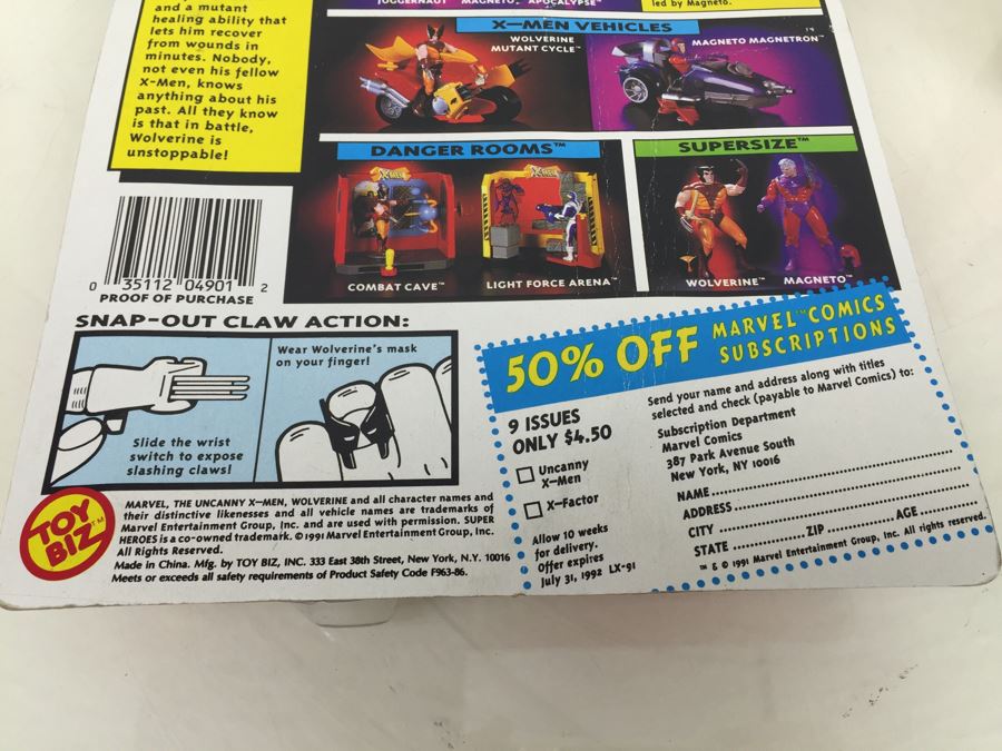 Marvel The Uncanny X-Men Wolverine Toy Biz Item No. 4901 New On Card [Photo 9]