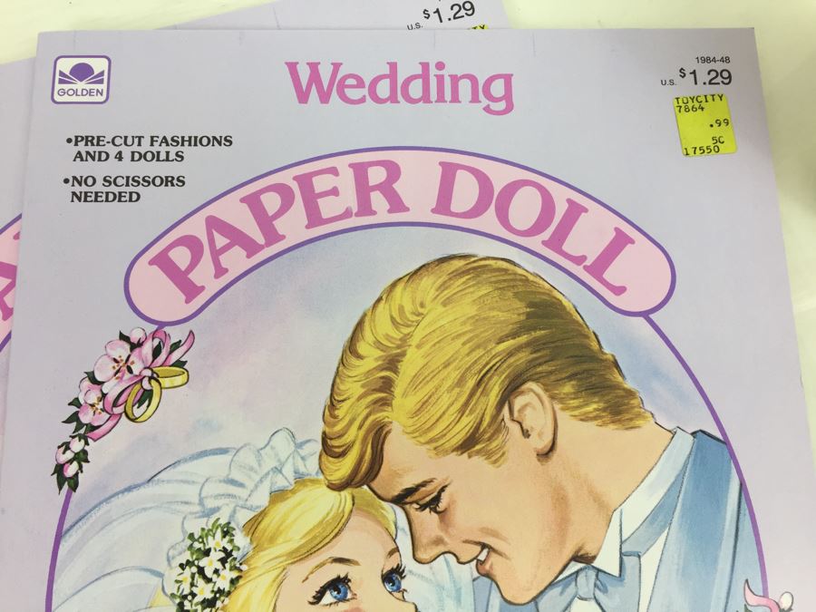 (2) Wedding Paper Doll Books Golden Book New Old Stock Vintage 1984 [Photo 5]