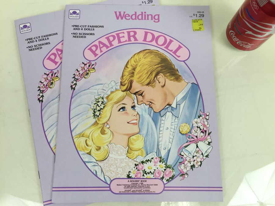 (2) Wedding Paper Doll Books Golden Book New Old Stock Vintage 1984 [Photo 4]