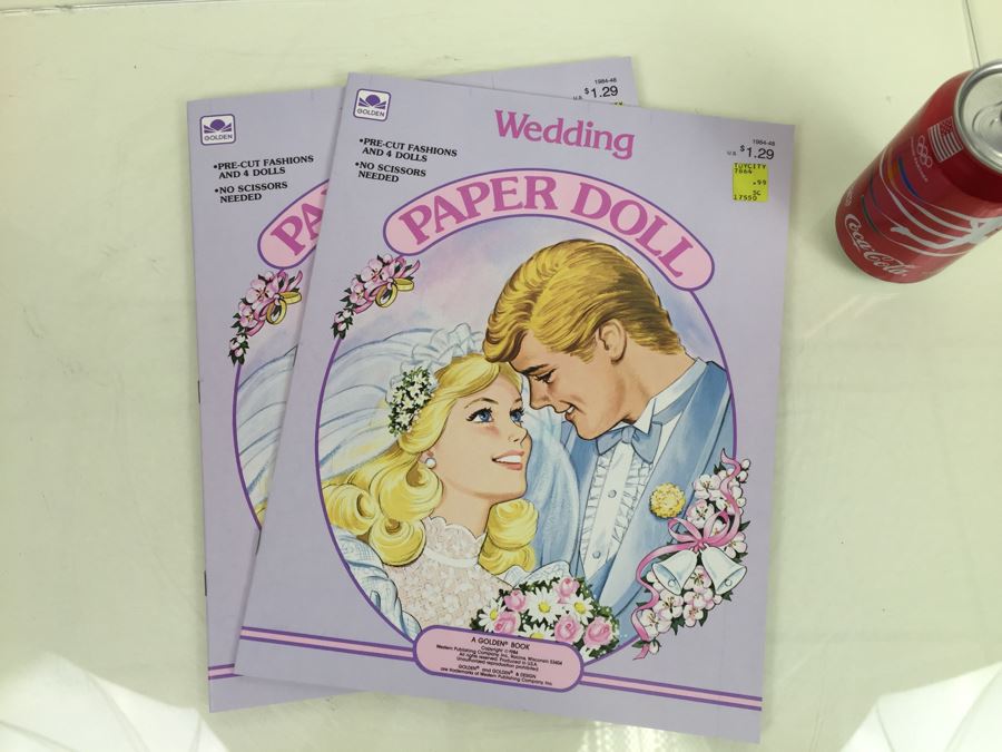 (2) Wedding Paper Doll Books Golden Book New Old Stock Vintage 1984 [Photo 1]