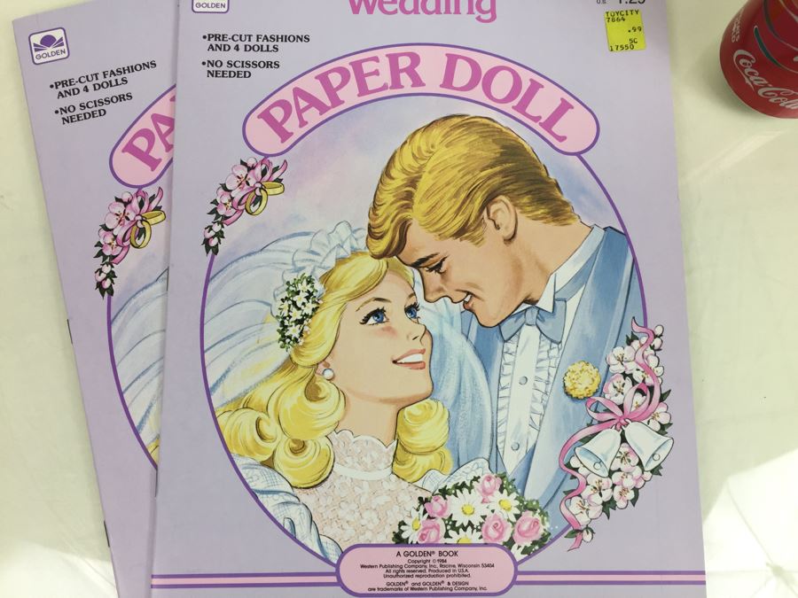 (2) Wedding Paper Doll Books Golden Book New Old Stock Vintage 1984 [Photo 6]