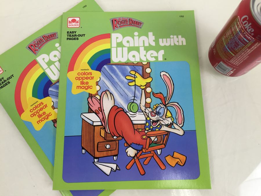 (2) Who Framed Roger Rabbit Paint With Water Books New Old Stock Walt Disney Vintage 1988 [Photo 4]