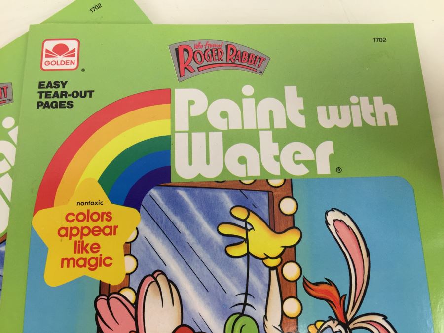 (2) Who Framed Roger Rabbit Paint With Water Books New Old Stock Walt ...
