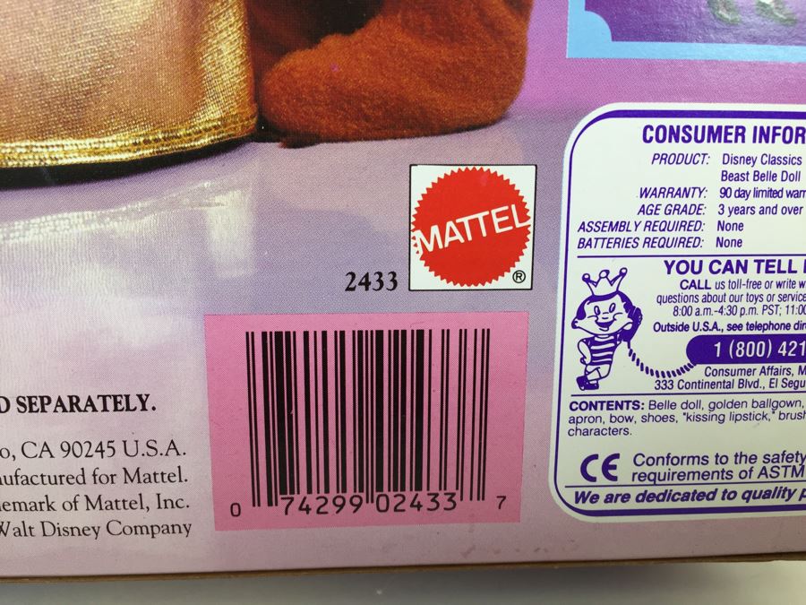 Disney's Beauty And The Beast 'Belle' Doll Mattel 2433 New In Box Vintage 1991 [Photo 10]