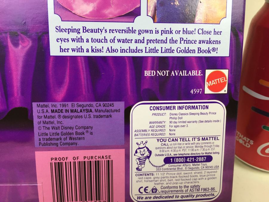 Disney's Sleeping Beauty 'Prince Phillip' Mattel 4597 New In Box Vintage 1991 [Photo 12]